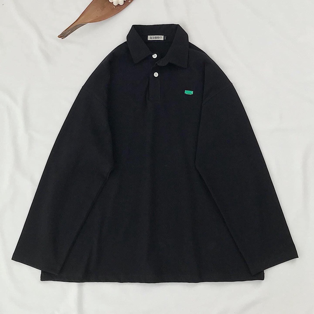 Áo Thun Polo Nữ Dài Tay Áo Phông Nữ  Form Rộng Có Cổ Trơn Basic Chất Liệu Cotton Thô 3 Màu Đen Trắng Nâu Rêu RWE 10236