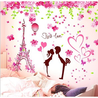 Decal dán tường Uyên ương hoa anh đào