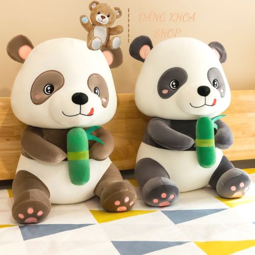 Gấu Bông Gấu Trúc PANDA Ôm Măng - Gấu Trúc Nhồi Bông Ôm Tre Vải Misino Cao Cấp