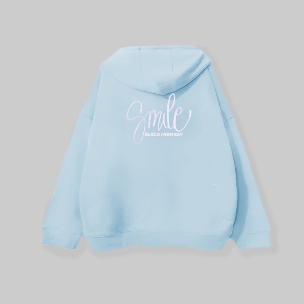 [TẶNG TÚI TOTE] Áo Khoác Hoodie Zip-Up Black Monkey - Smile Monkey Thêu - Màu Xanh Duơng | BigBuy360 - bigbuy360.vn