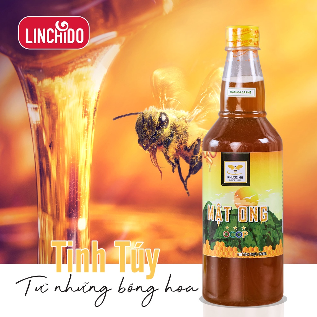 Mật Ong Hoa Cà Phê (Chai Nhựa 650ml) PHƯỚC HỶ Nguyên Chất Tây Nguyên (Một Sản Phẩm Của LINCHIDO)