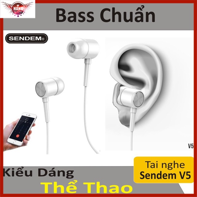 Tai nghe In-Ear Super Bass Sendem V5 - Âm thanh cực tốt - có nút cao su