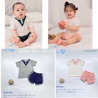 [Chính Hãng] Bộ cộc tay cổ trụ petit Bons99 cho Bé trai Bé gái 6M-4Y