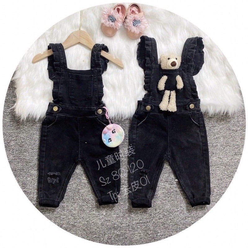 Yếm Jean kèm gấu cho bé + tặng áo giữ nhiệt