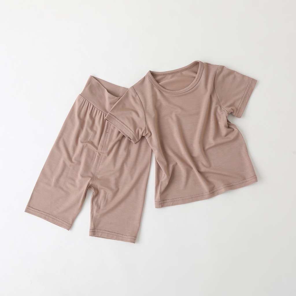 Bộ Đồ Ngủ Áo Tay Ngắn Và Quần Short Vải Cotton Trơn Thời Trang Mùa Hè Mới Dành Cho Bé Sơ Sinh 2021