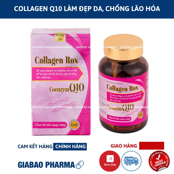 Viên uống đẹp da Collagen Coenzym q10 bổ sung vitamine giúp trắng da, sáng da, giảm nám, mờ thâm - Chai 60 viên ( Hồng )