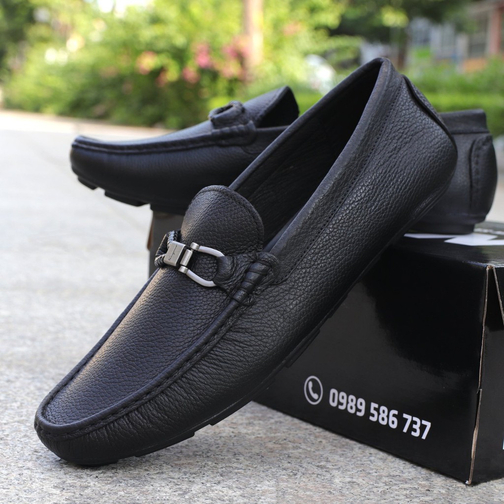 GIÀY MỌI NAM MỀM, DA BÒ VÂN HẠT - HT.NeO2739