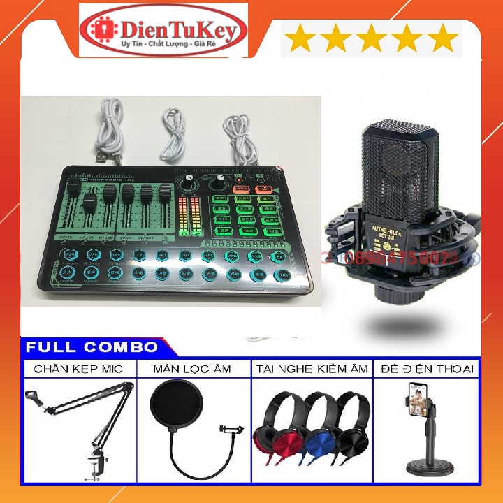 Bộ livestream sound card h9 Autotune Micro Thu Âm LGT-240 chuyên thu âm, livestream, karaoke online