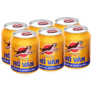 Lốc 6 lon Nước tăng lực hổ vằn vị trà xanh/ hương dứa 245ml