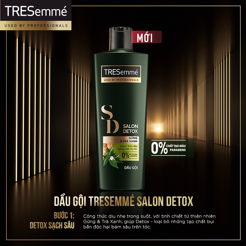 Combo Dầu gội đầu 640g + Dầu Xả 620g Tresemmé Salon Detox gừng và trà xanh Detox tóc chắc khỏe | BigBuy360 - bigbuy360.vn