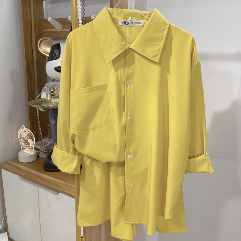 Set bộ đũi áo sơ mi mix quần sooc đùi dáng rộng thụng