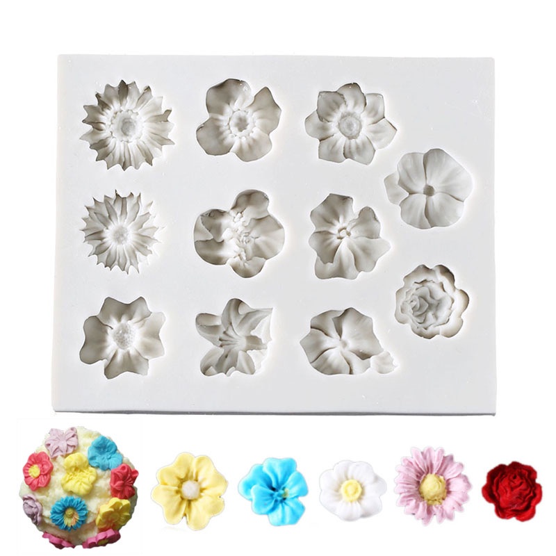 Khuôn Silicon ANAEAT Làm Bánh Sô Cô La Trang Trí DIY Tạo Hình Hoa Lá