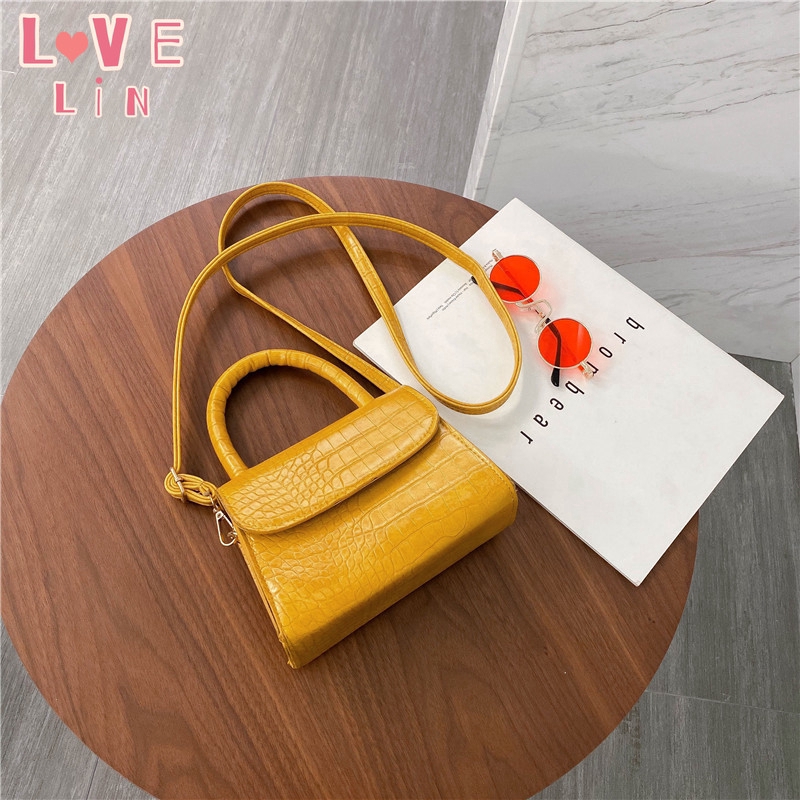 【Lovelin】Net red Hong Kong style retro crocodile pattern bag female 2020 new wave Korean version wild one-shoulder slung fashion hand