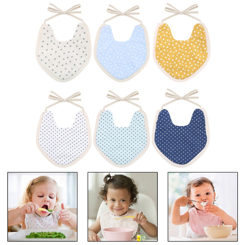 Yếm Ăn Cotton Hai Mặt In Họa Tiết Hoạt Hình Xinh Xắn Dành Cho Bé