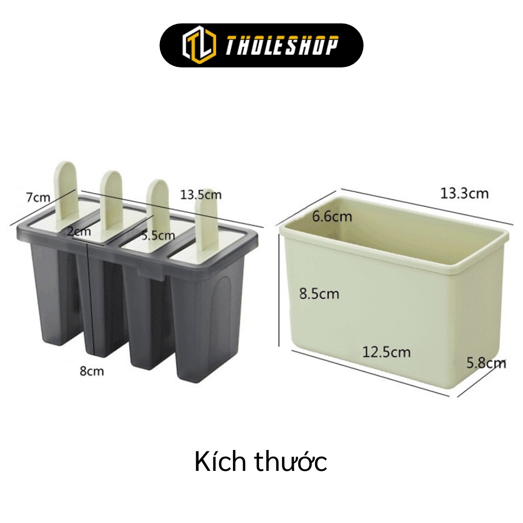 Khuôn Làm Kem - Hộp Làm Kem 4 Que - Khay Đông Đá Bằng Nhựa Cao Cấp  5087