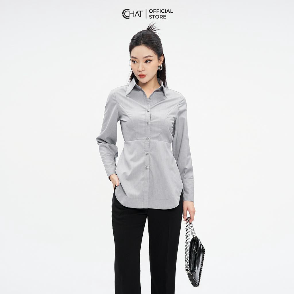 Áo Sơ Mi Nữ Kiểu Bổ Ngực Nhún Thân Sau Chất Thô Cao Cấp 53FDT2014OT