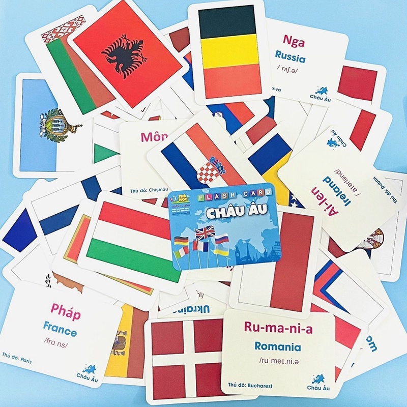 Thẻ học thông minh cho bé Fash card theo phương pháp Glenn Doman bộ thẻ học cờ các nước