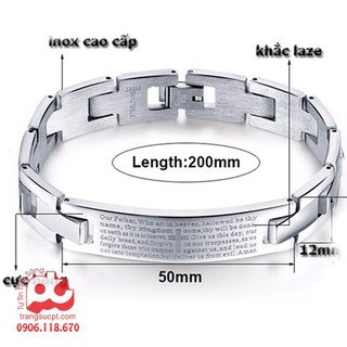Lắc tay nam inox cao cấp chạm thánh giá phong cách 71
