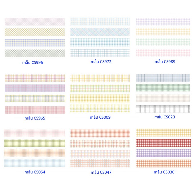 Băng dính trang trí Washi Tape Caro set 4 (2cm*2m)