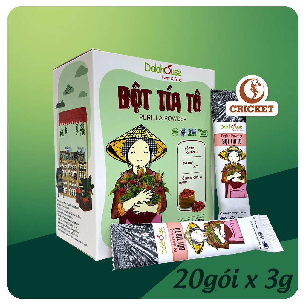 Bột Tía Tô Nguyên Chất Sấy Lạnh Dalahouse - Hộp 60g, Đẹp Da Tốt Cho Sức Khỏe