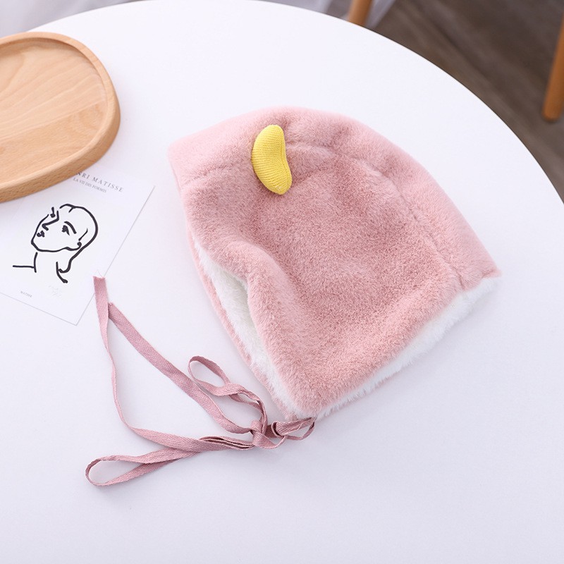 Mũ dày có dây buộc ấm áp đáng yêu dành cho bé gái