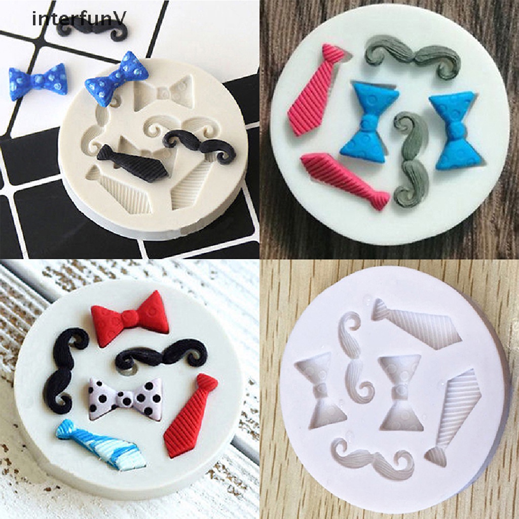 [Hàng mới về] Khuôn silicon tạo hình ria mép/ nơ/ cà vạt trang trí bánh