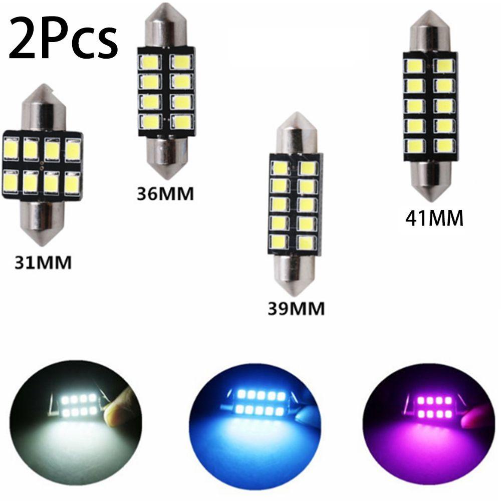 Bộ 2 Đèn LED Gắn Trần Xe Hơi 31mm 36mm 39mm 41mm Ánh Sáng Trắng / Xanh Dương / Hồng