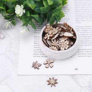 Set 100 miếng gỗ trang trí hình hoa lá tiện dụng