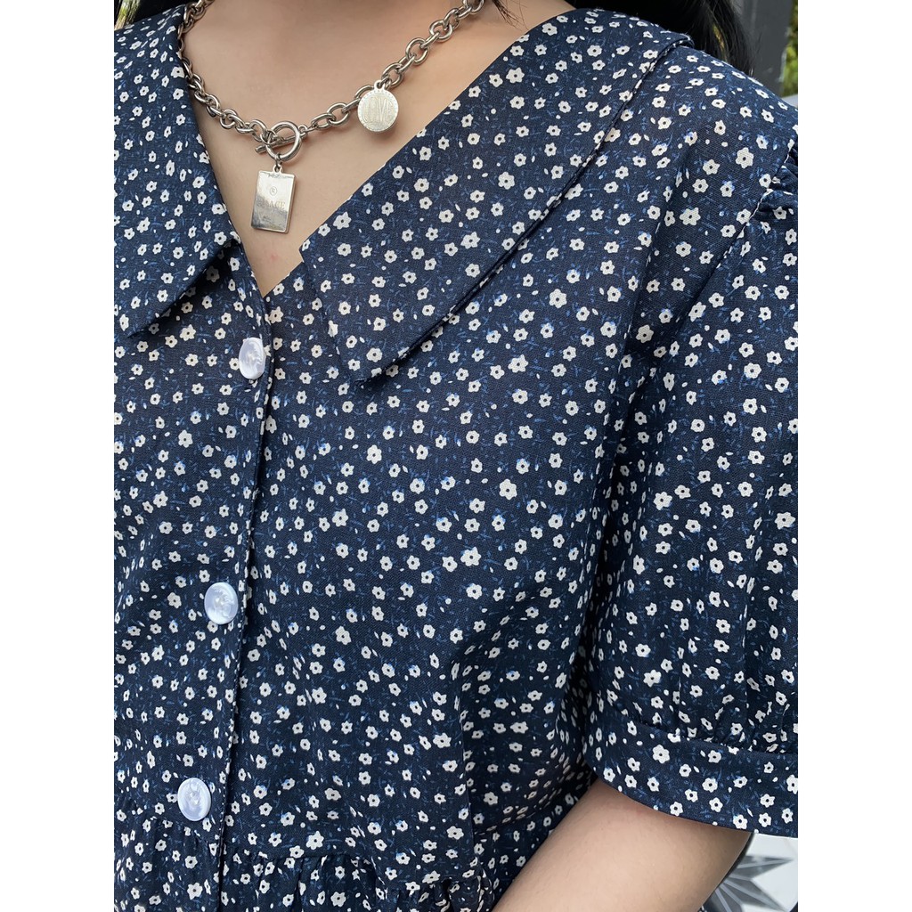 [Mã SKAMA06 giảm 8% tối đa 50K đơn 250K] VÁY BABYDOLL XANH NAVY CHẤM BI HOA NHÍ | BigBuy360 - bigbuy360.vn