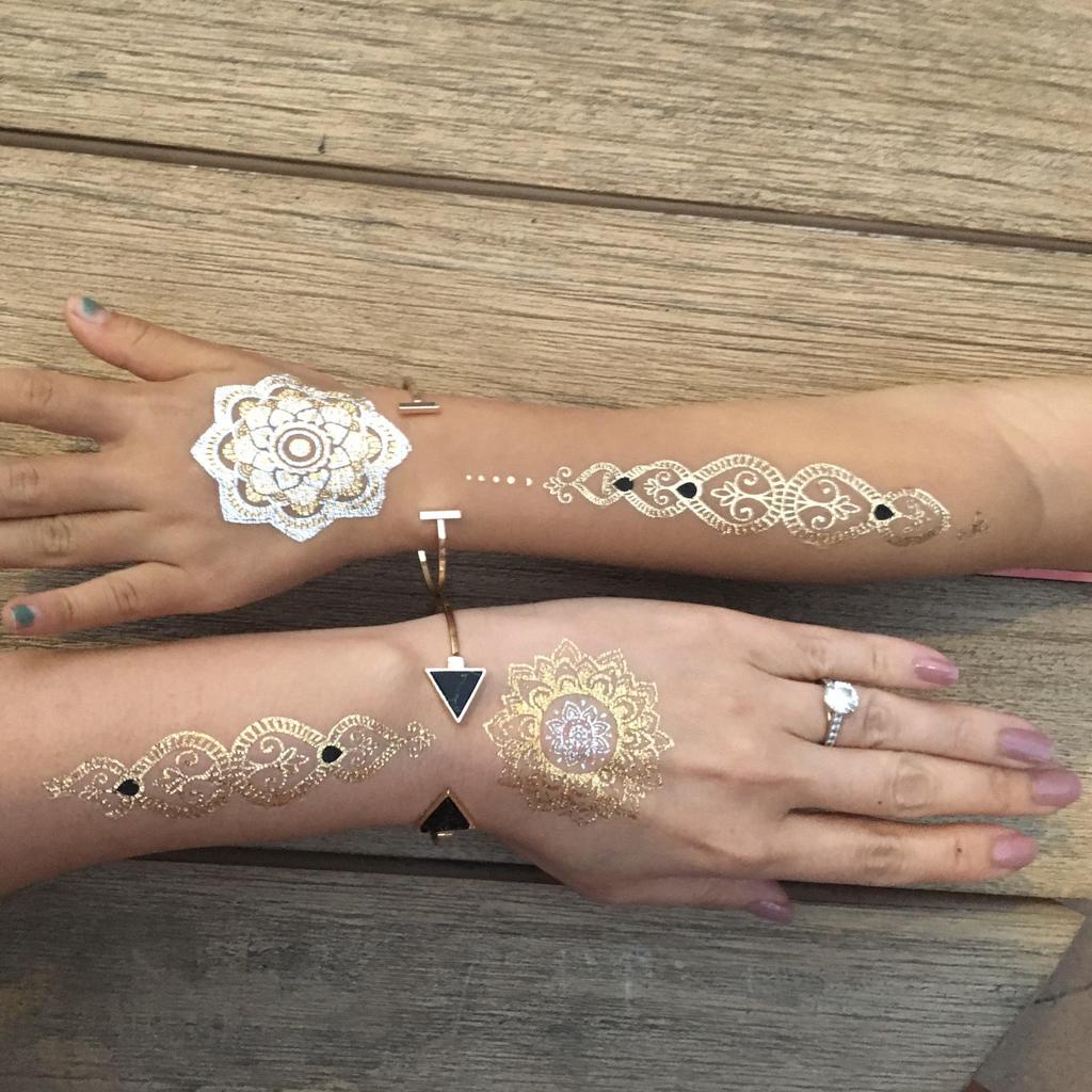 Hình xăm nhũ dán | henna tattoo ánh kim  | hình xăm tạm thời chống nước | tattoo 3d | xăm tạm thời