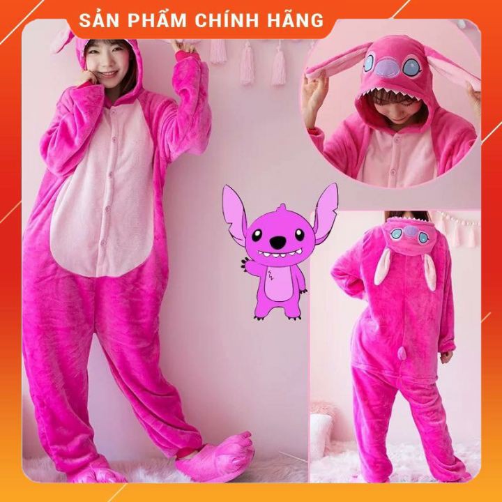 Bộ Đồ Thú Stitch Hồng ⭐️ FREESHIP ⭐️ Bộ đồ hình thú Stitch hồng người lớn - Hàng Cao Cấp