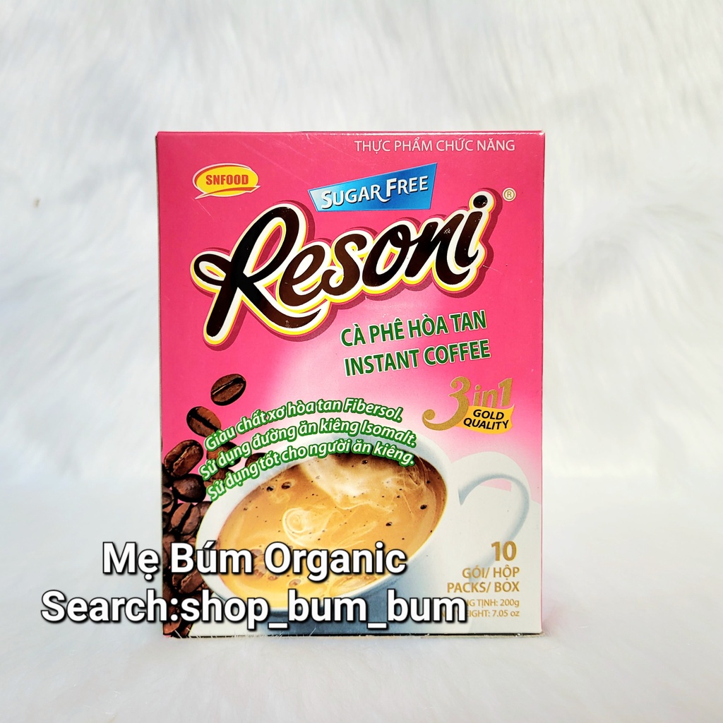 Giá sỉ 1 thùng 10 hộp Cafe ăn kiêng RESONI- Hộp 10 gói*20g - chuyên dùng cho người tiểu đường, ăn kiêng, giảm cân