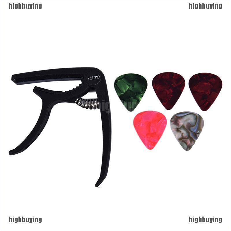 Set 1 Capo Và 5 Miếng Gảy Đàn Guitar Điện Chuyên Dụng