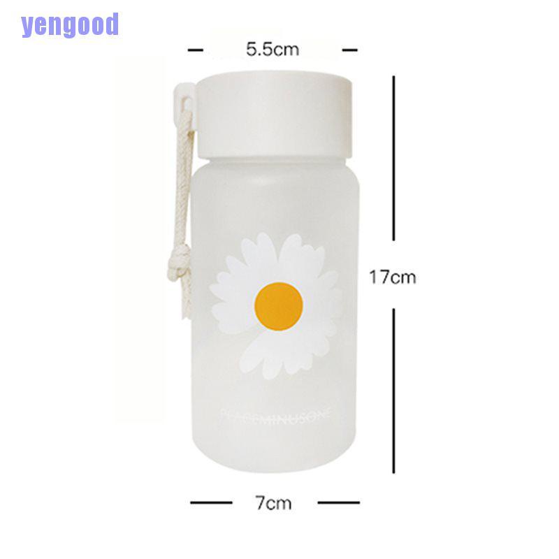 Bình nước nhựa trong suốt 500ml họa tiết hoa cúc vàng xinh xắn