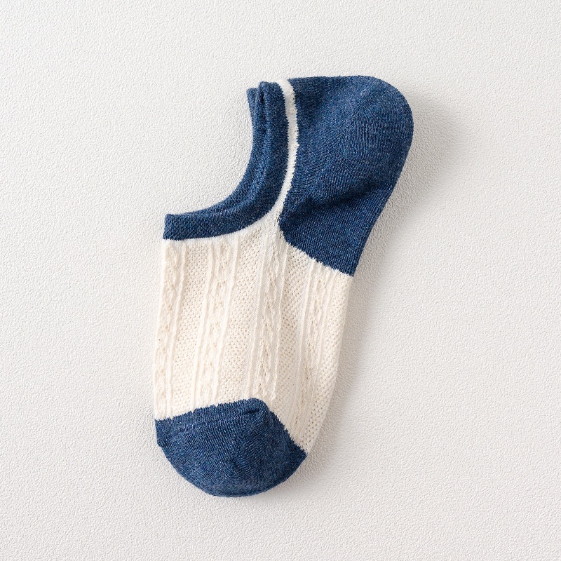 Vớ cotton lưới WAFNHA D754 cổ thấp phối màu cho nữ