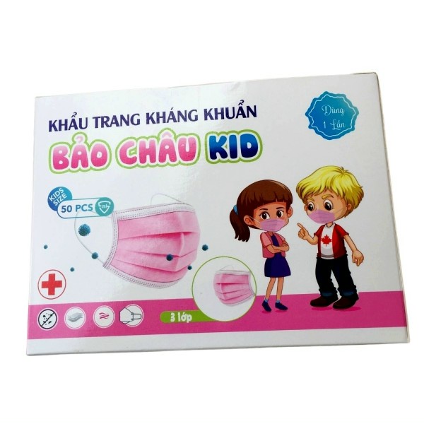 Hộp khẩu trang y tế trẻ em 3 lớp (2 tuổi-10tuổi)kháng khuẩn lọc bụi khử trùng bảo châu hàng việt nam chất lượng cao