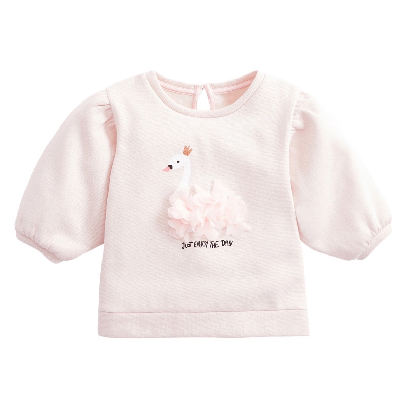 Mã C1046 áo nỉ da cá màu hồng phối mây cầu vồng  cho bé gái của Little Maven