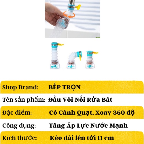 Đầu Vòi Nối Rửa Bát Có Cánh Quạt Tăng Áp Lực Nước Mạnh, Xoay 360 Độ Có Thể Kéo Dài Cho Bồn Rửa Chén