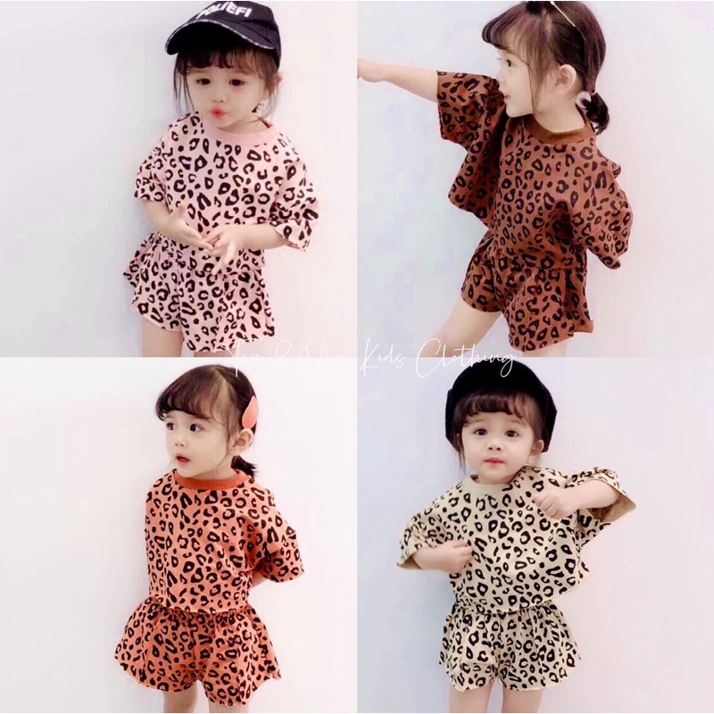 (LÔ MỚI)(SIZE 9-28KG) Đồ bộ cộc tay da beo cotton loại 1 bé gái siêu đáng yêu
