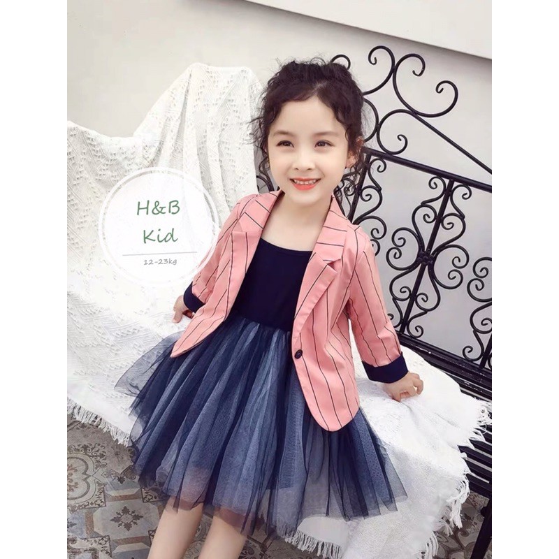 Set bộ bé gái - Set áo khoác vest & váy voan