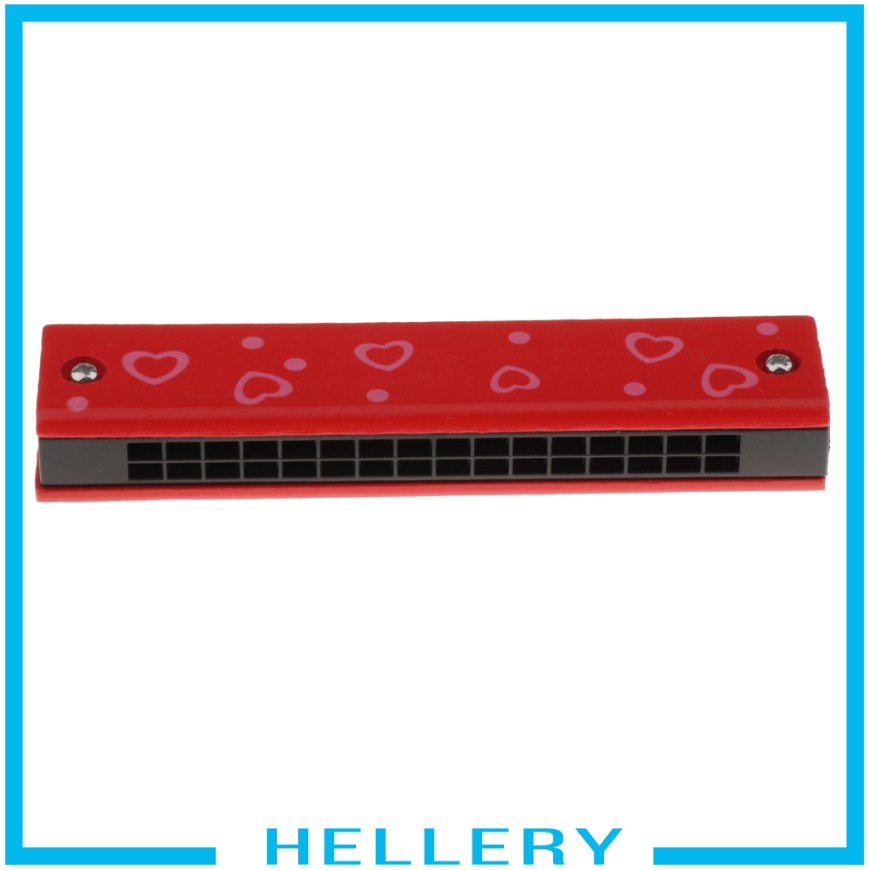 Kèn Harmonicas Gỗ Hai Hàng Họa Tiết Trái Tim Hoạt Hình Cho Bé