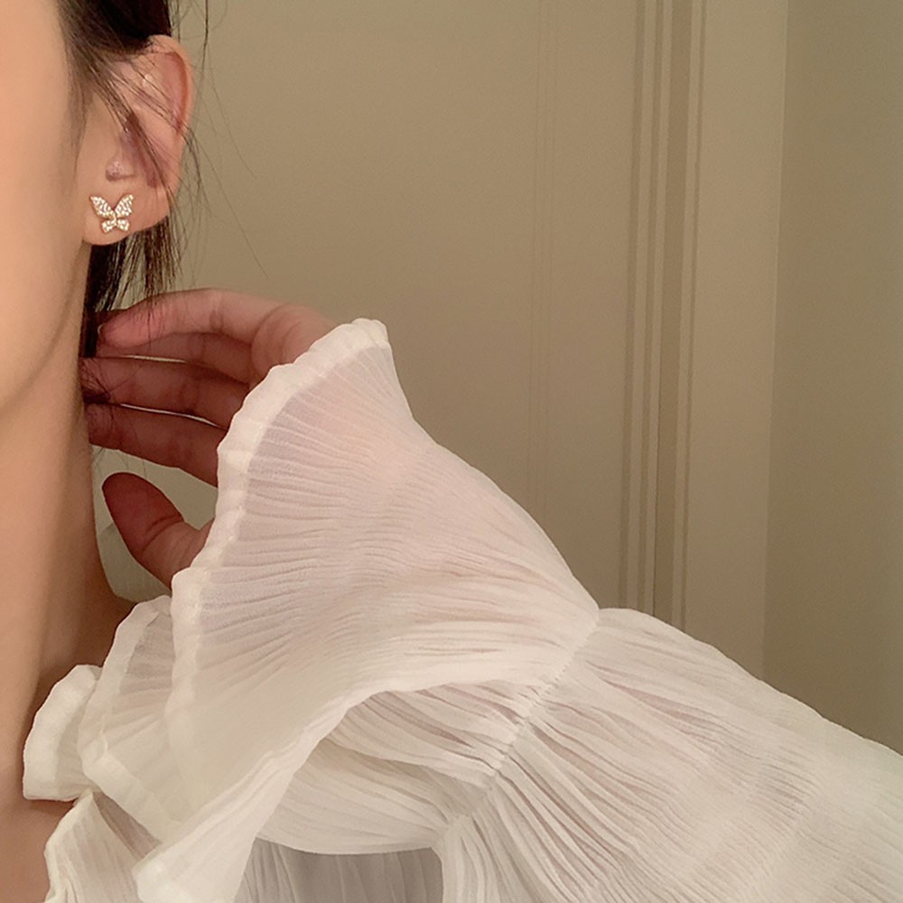 Hoa Tai Dáng Dài Hình Bướm Phối Ngọc Trai Thanh Lịch