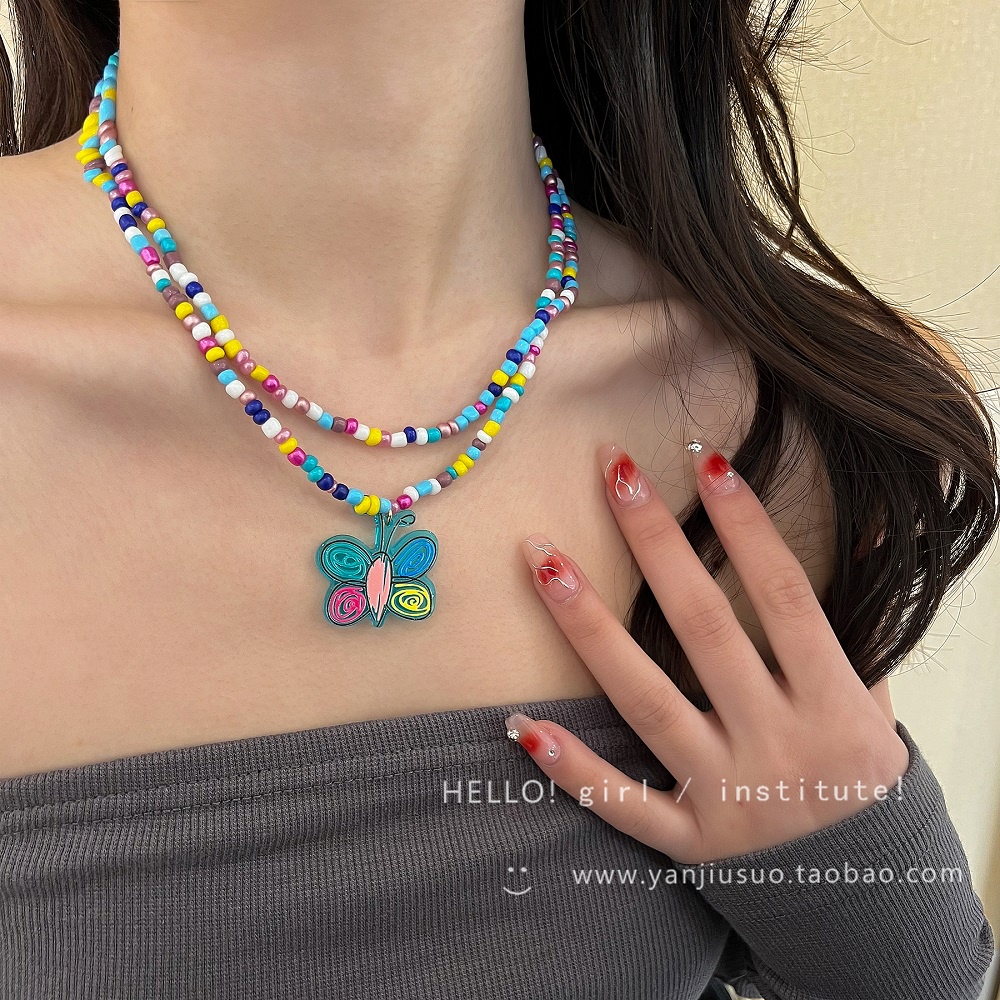 Vòng cổ Nhiều Lớp Mặt Hình Bướm Phong Cách Bohemian Cho Nữ