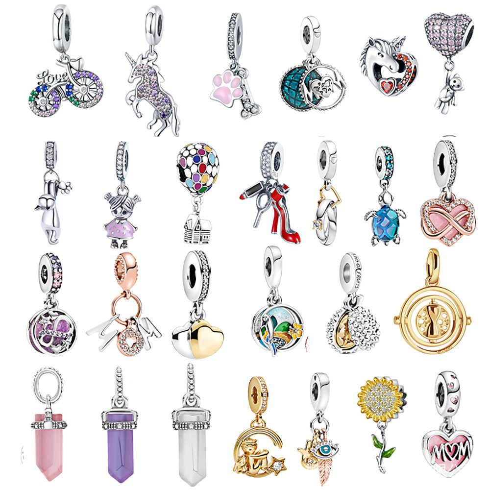 New 925 sterling Silver Heart Cat phim hoạt hình charm hạt Fit Pandora gốc Charm vòng tay phụ nữ trang sức tự làm làm g