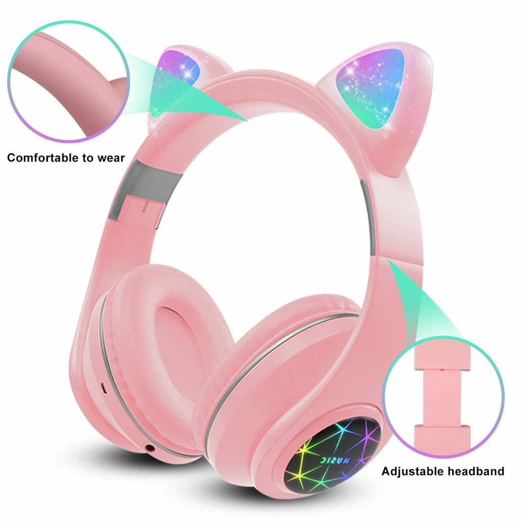 Tai nghe bluetooth hình tai mèo đáng yêu tích hợp mic tiện lợi | BigBuy360 - bigbuy360.vn