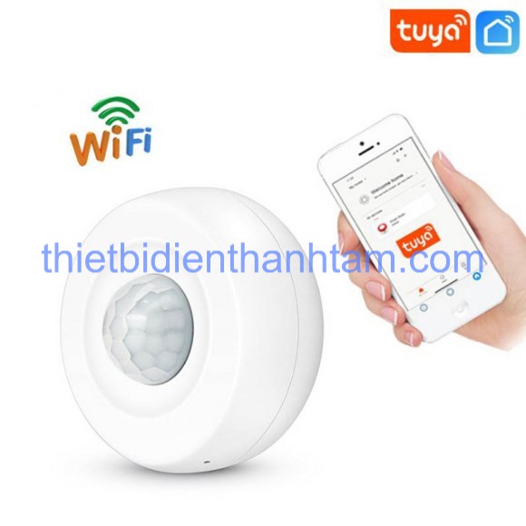 [ TT-PIR1 ] Cảm Biến Báo Động Hồng Ngoại  Lắp Trần Wifi  app Tuya