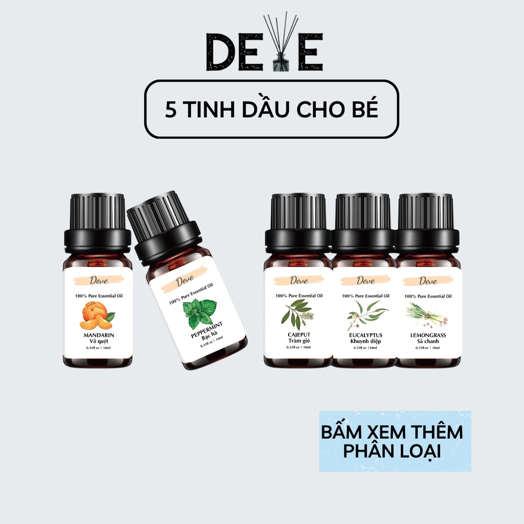 COMBO tinh dầu thiên nhiên DEVE ORGANIC tinh dầu thơm phòng cho may xong tinh dầu