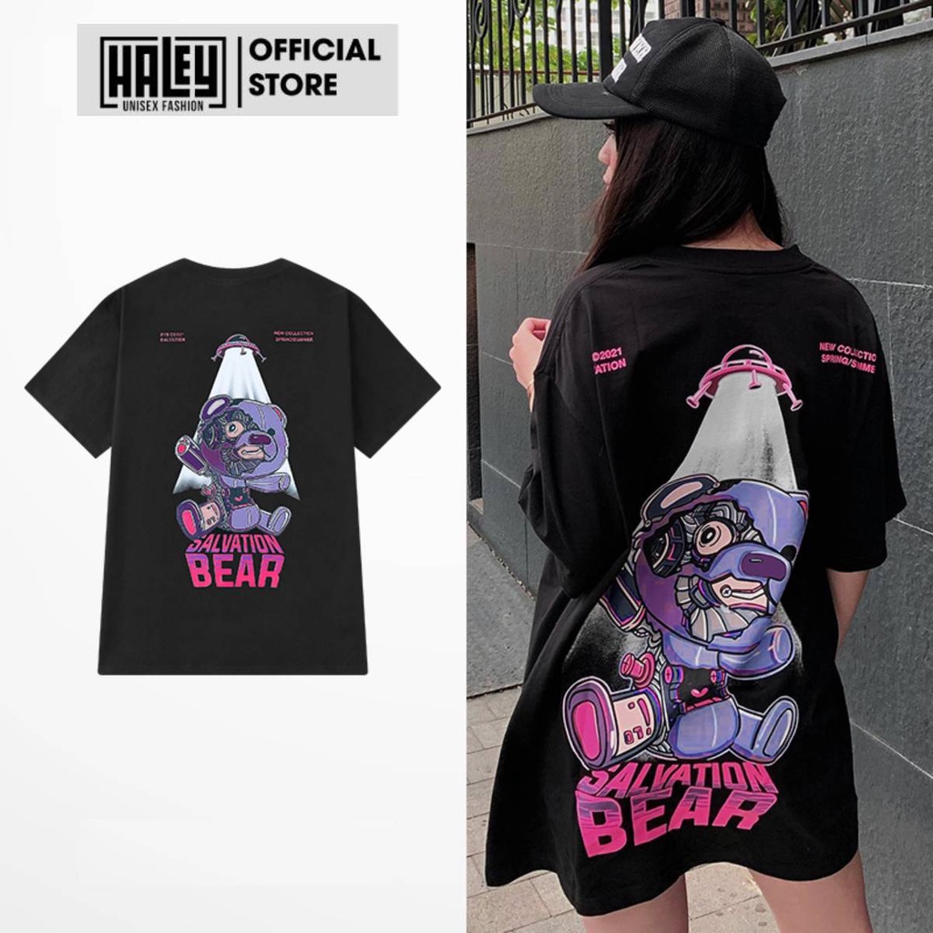 Áo Thun Unisex mã TN23 HALEY Tay Lỡ Form Rộng Nam Nữ SALVATION BEAR vải cotton Street style Ulzzang Hàn Quốc cá tính