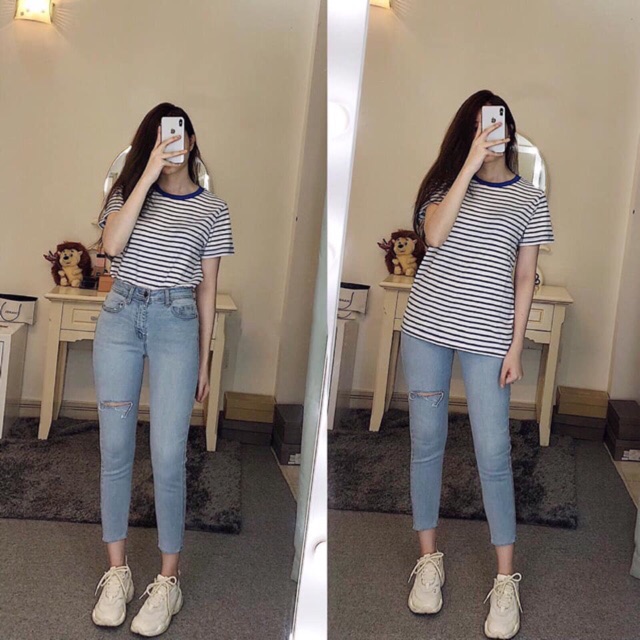 Áo xuất Hàn Polham sọc