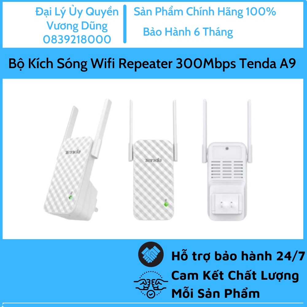 Bộ Kích Sóng Wifi Repeater 300Mbps Tenda A9 - Hàng Chính Hãng